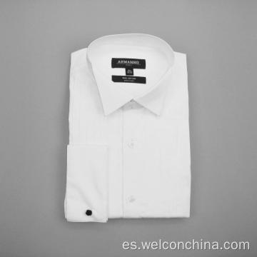 Camisa de esmoquin de color sólido de algodón puro para hombres